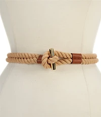 Lauren Ralph Lauren Leather Trim Toggle Skinny Rope Belt