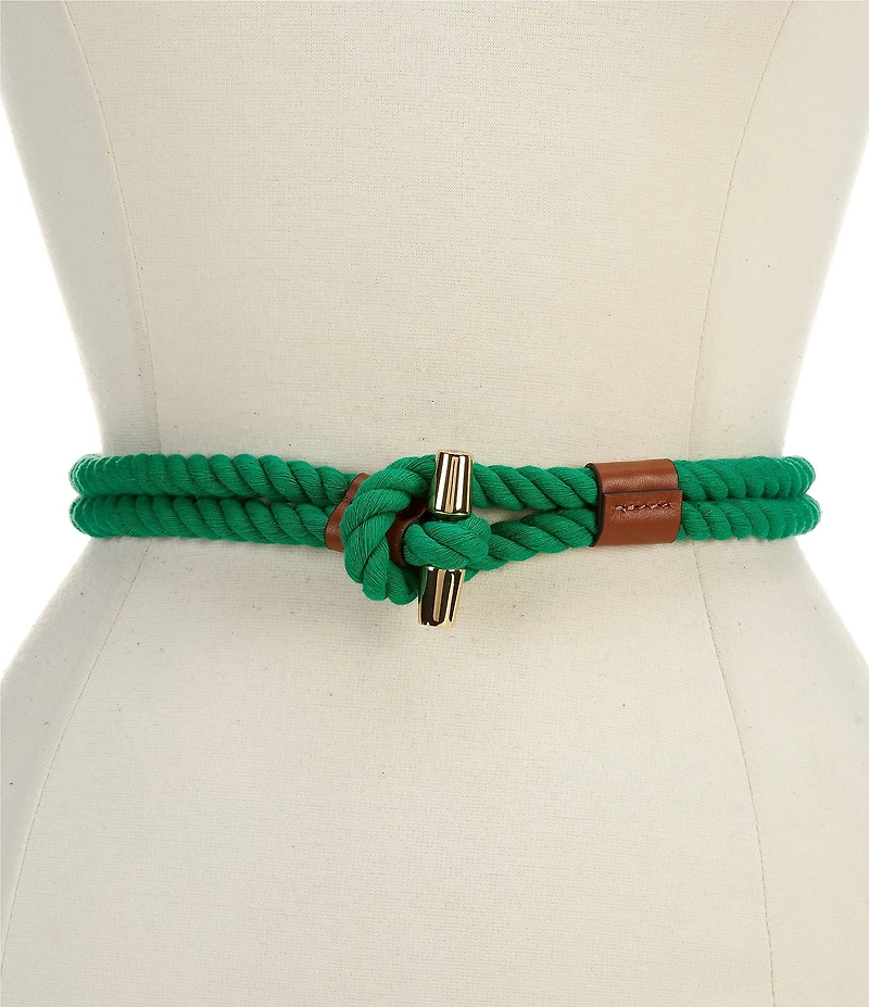 Lauren Ralph Lauren Leather Trim Toggle Skinny Rope Belt