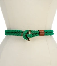 Lauren Ralph Lauren Leather Trim Toggle Skinny Rope Belt