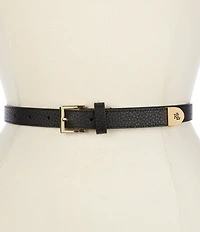 Lauren Ralph Lauren 0.75#double; Pebbled Leather Skinny Belt