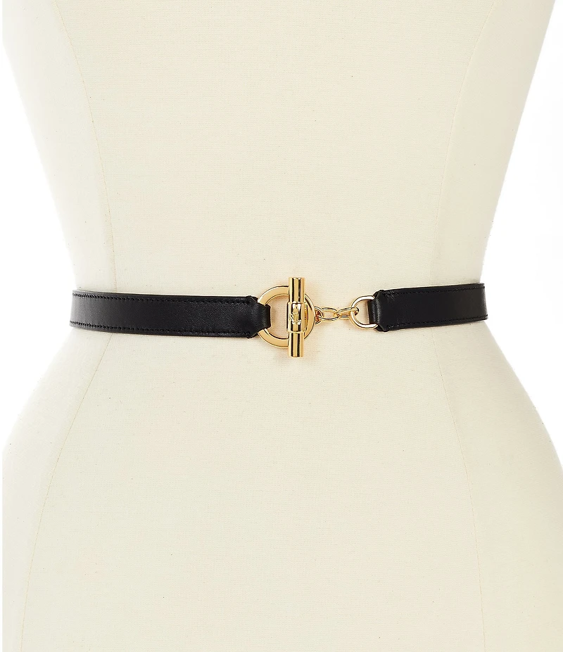 Lauren Ralph Lauren 0.75#double; Toggle Skinny Leather Belt