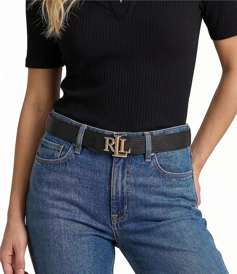 Lauren Ralph Lauren 1#double; Logo Reversible Pebbled Leather Belt