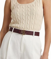 Lauren Ralph Lauren 1#double; Logo Reversible Pebbled Leather Belt