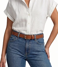 Lauren Ralph Lauren Modern Rounded Buckle Skinny Leather Belt
