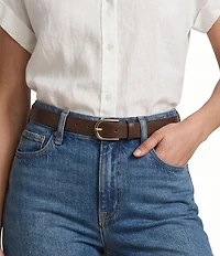Lauren Ralph Lauren 1#double; Modern Rounded Buckle Skinny Leather Belt