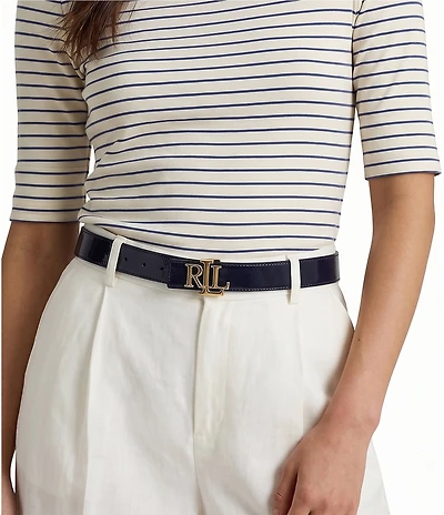 Lauren Ralph Lauren 1.25#double; Logo Reversible Patent Leather Belt