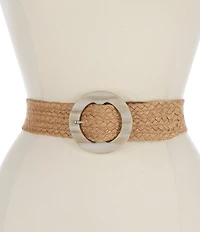 Lauren Ralph Lauren 1.75#double; Woven Jute Faux-Horn-Buckle Wide Belt
