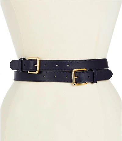Lauren Ralph Lauren 2#double; Double-Stacked Wide Leather Belt
