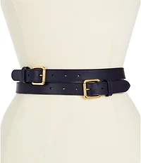 Lauren Ralph Lauren 2#double; Double-Stacked Wide Leather Belt