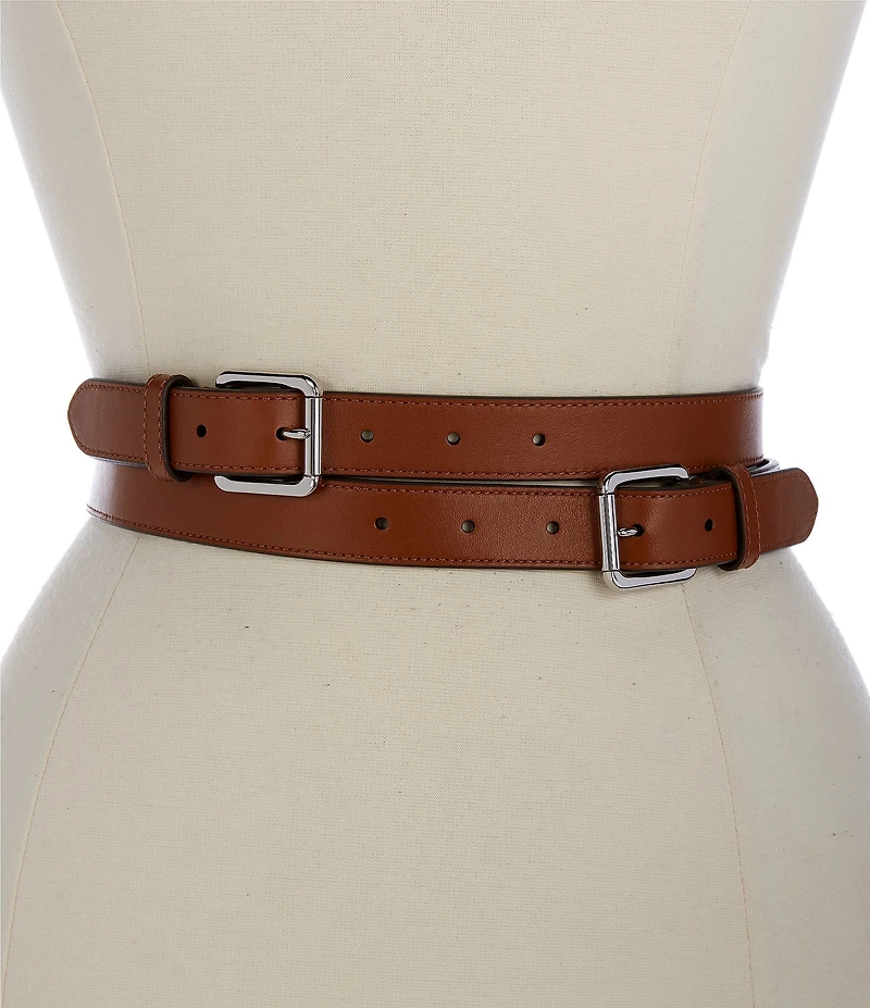 Lauren Ralph Lauren 2#double; Double-Buckle Stacked Wide Leather Belt