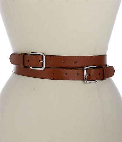 Lauren Ralph Lauren 2#double; Double-Buckle Stacked Wide Leather Belt