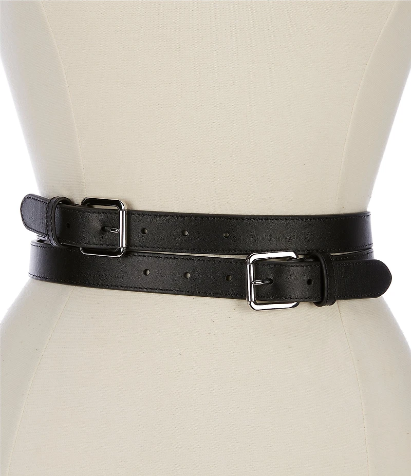 Lauren Ralph Lauren 2#double; Double-Buckle Stacked Wide Leather Belt