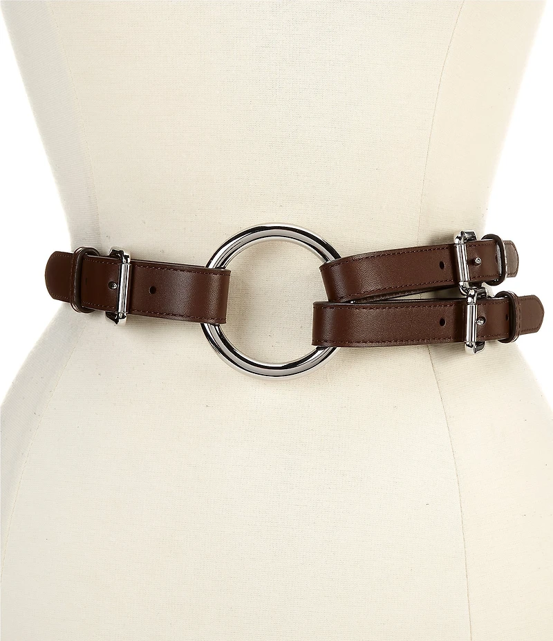 Lauren Ralph Lauren 2#double; Tri-Strap O-Ring Leather Belt