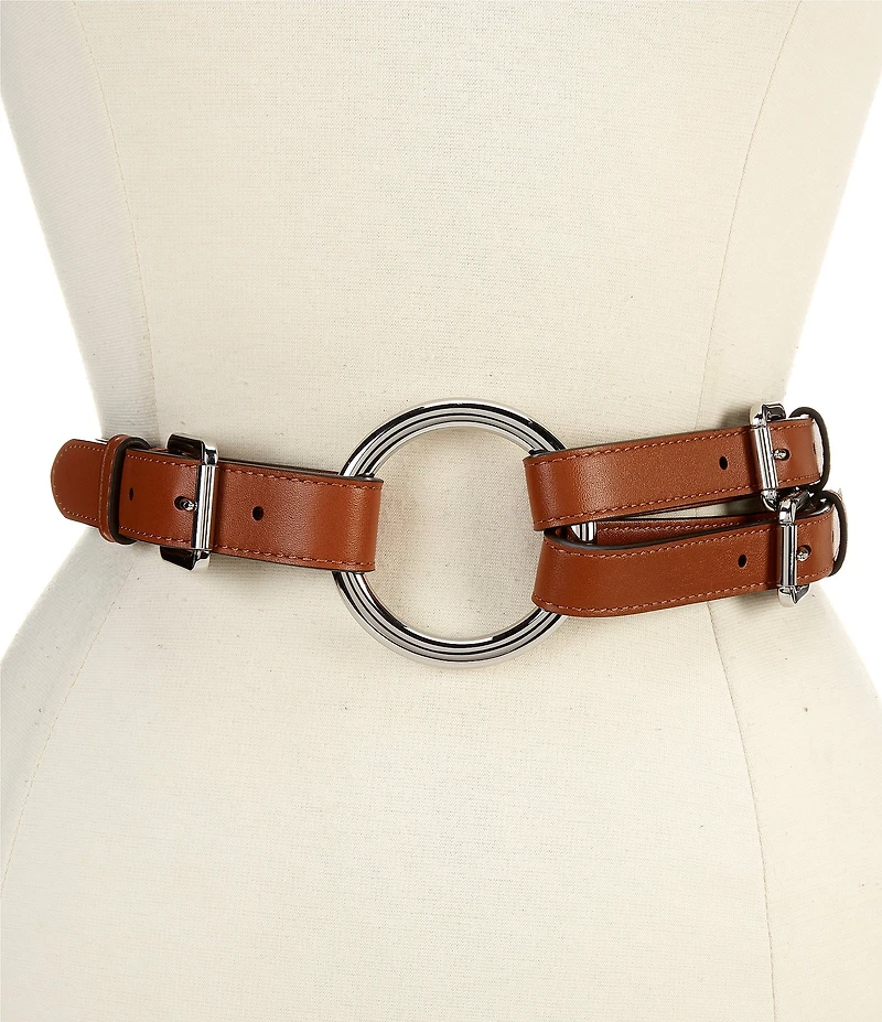 Lauren Ralph Lauren 2#double; Tri-Strap O-Ring Leather Belt