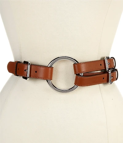 Lauren Ralph Lauren 2#double; Tri-Strap O-Ring Leather Belt