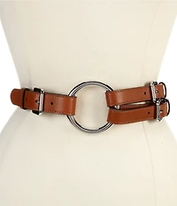 Lauren Ralph Lauren 2#double; Tri-Strap O-Ring Leather Belt