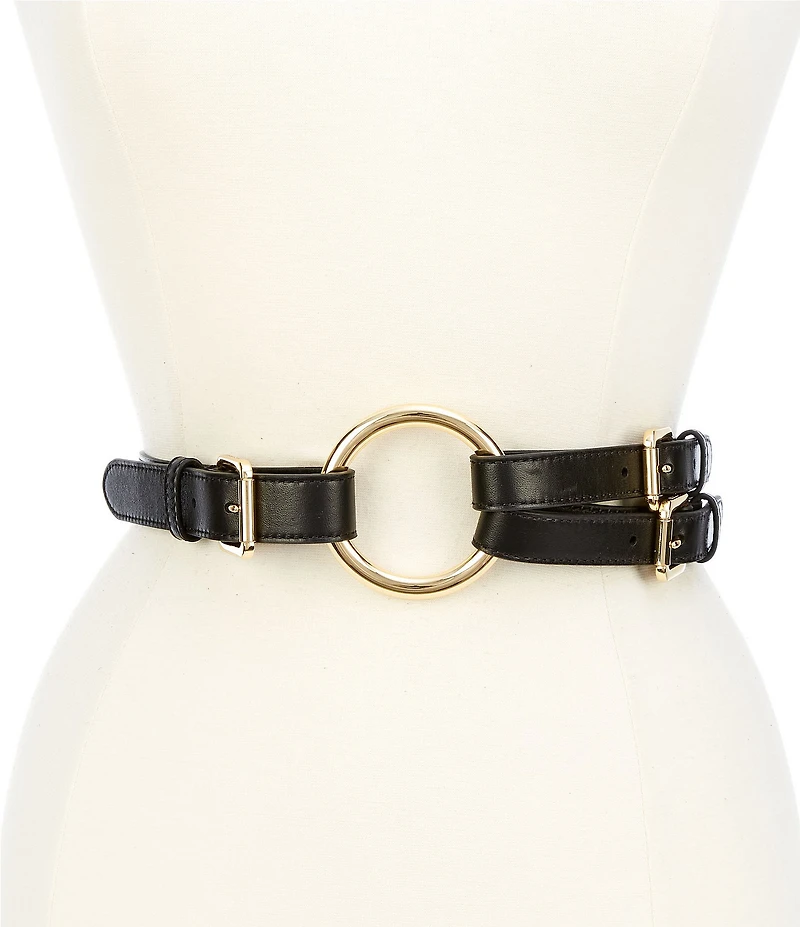 Lauren Ralph Lauren 2#double; Tri-Strap O-Ring Leather Belt