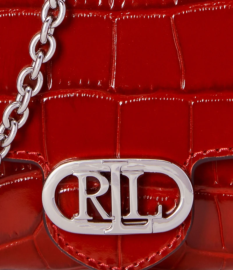 Lauren Ralph Lauren Adair Medium Crocodile Embossed Chain Crossbody Bag