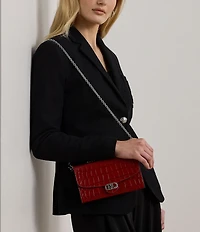 Lauren Ralph Lauren Adair Medium Crocodile Embossed Chain Crossbody Bag