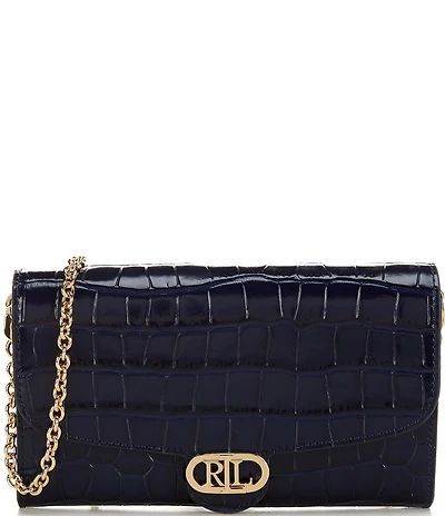 Lauren Ralph Lauren Adair Medium Crocodile Embossed Chain Crossbody Bag