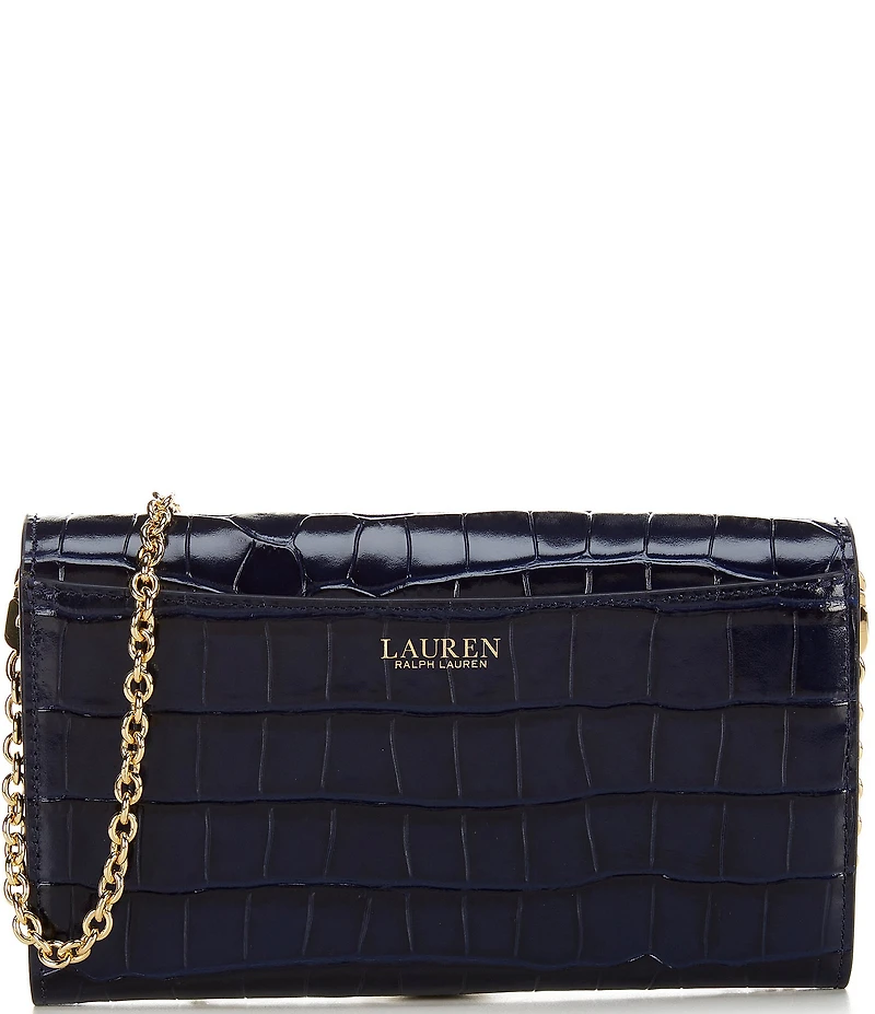 Lauren Ralph Lauren Adair Medium Crocodile Embossed Chain Crossbody Bag