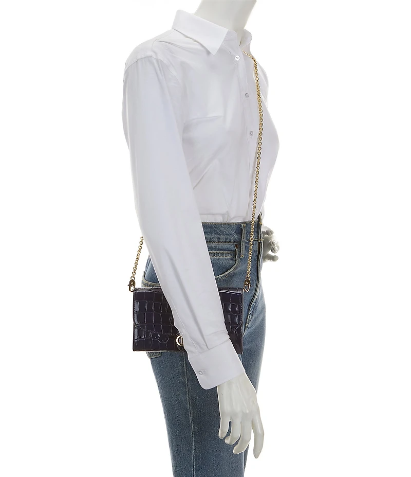 Lauren Ralph Lauren Adair Medium Crocodile Embossed Chain Crossbody Bag