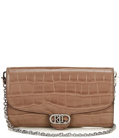 Lauren Ralph Lauren Adair Medium Crocodile Embossed Chain Crossbody Bag