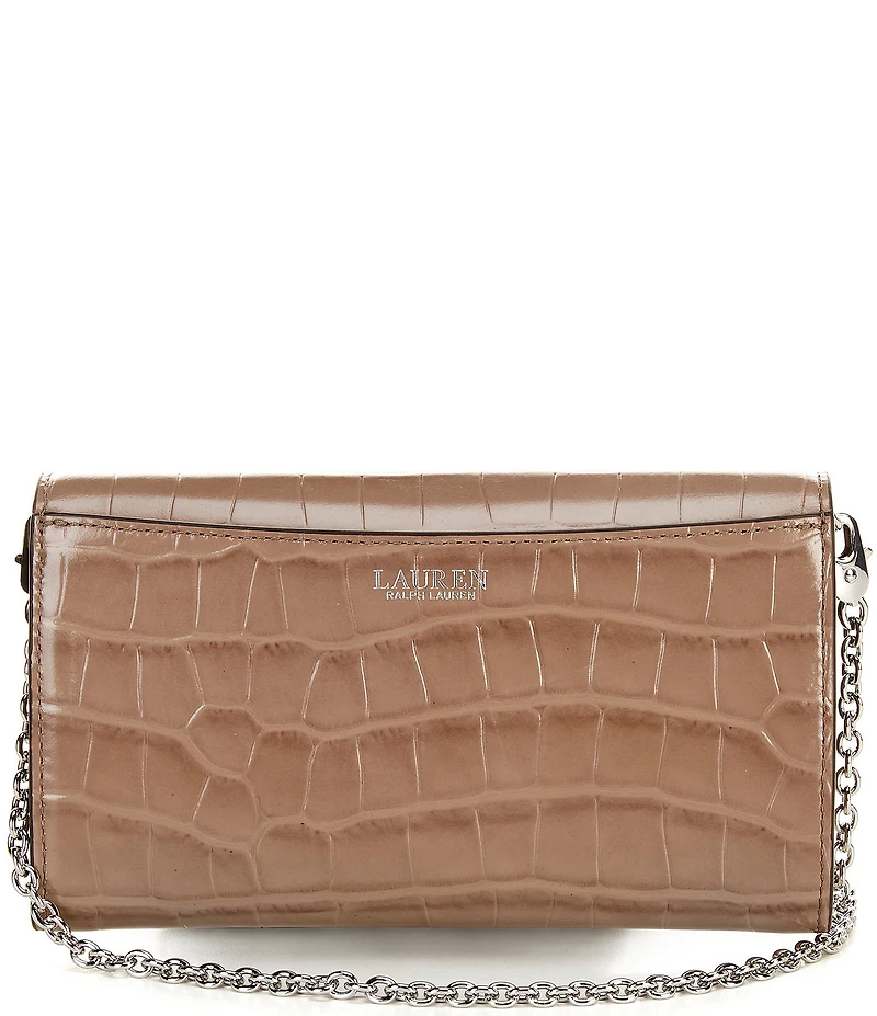 Lauren Ralph Lauren Adair Medium Crocodile Embossed Chain Crossbody Bag