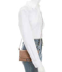 Lauren Ralph Lauren Adair Medium Crocodile Embossed Chain Crossbody Bag