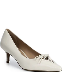 Lauren Ralph Lauren Adrienne Leather Lace Up Bow Pointed Toe Pumps