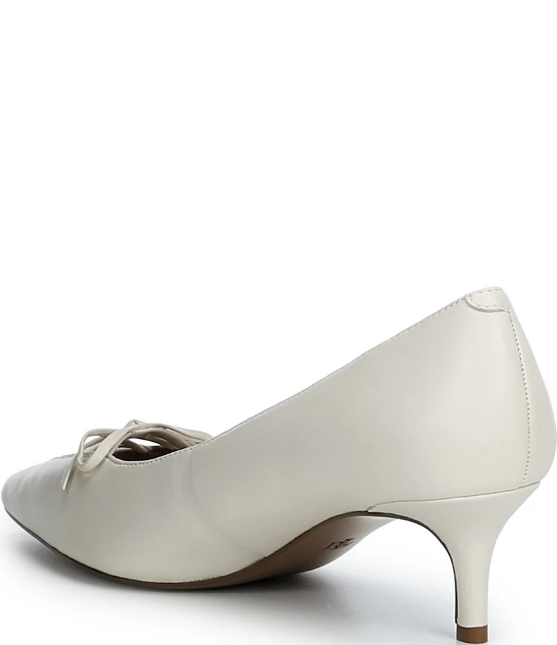 Lauren Ralph Lauren Adrienne Leather Lace Up Bow Pointed Toe Pumps
