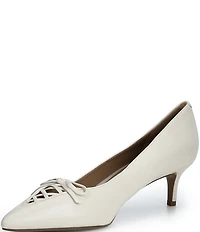 Lauren Ralph Lauren Adrienne Leather Lace Up Bow Pointed Toe Pumps