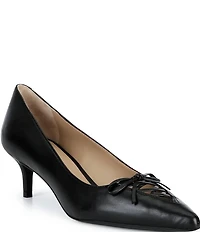 Lauren Ralph Lauren Adrienne Leather Lace Up Bow Pointed Toe Pumps