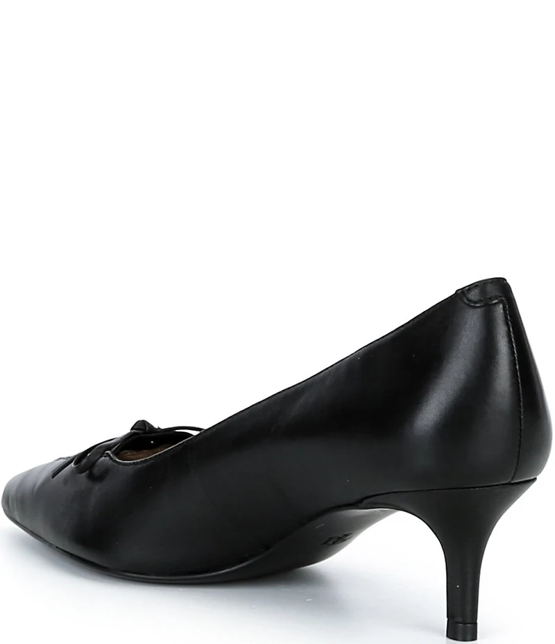 Lauren Ralph Lauren Adrienne Leather Lace Up Bow Pointed Toe Pumps