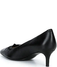 Lauren Ralph Lauren Adrienne Leather Lace Up Bow Pointed Toe Pumps