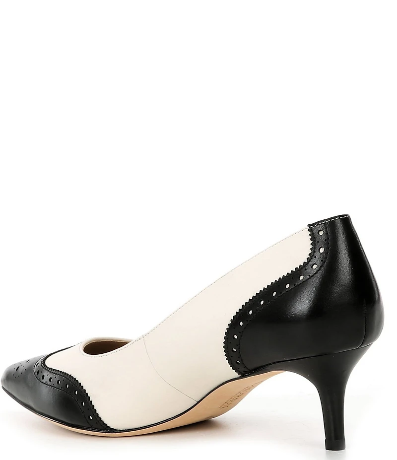 Lauren Ralph Lauren Adrienne Leather Pointed Toe Wingtip Oxford Pumps