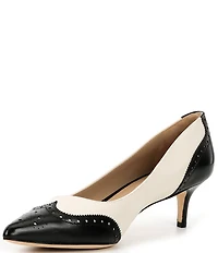 Lauren Ralph Lauren Adrienne Leather Pointed Toe Wingtip Oxford Pumps