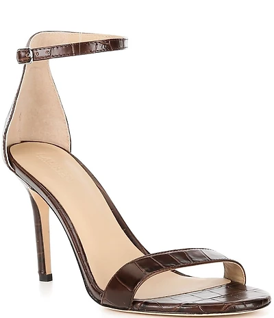 Lauren Ralph Lauren Allie Croco Embossed Ankle Strap Dress Sandals