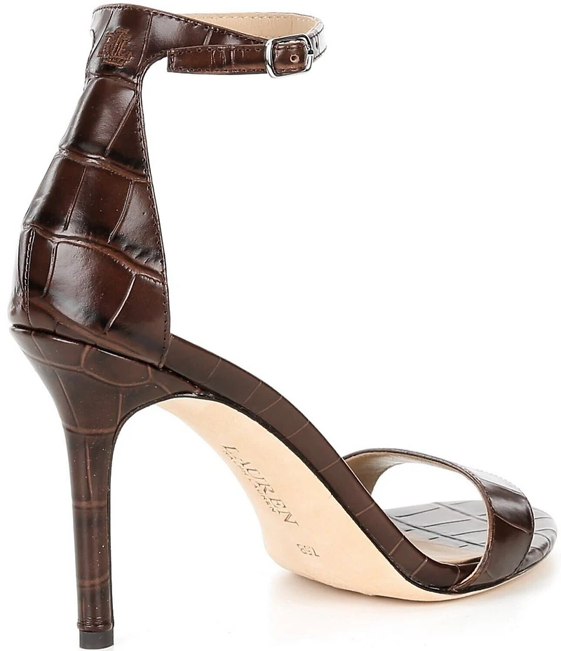 Lauren Ralph Lauren Allie Croco Embossed Ankle Strap Dress Sandals