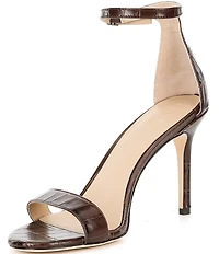 Lauren Ralph Lauren Allie Croco Embossed Ankle Strap Dress Sandals