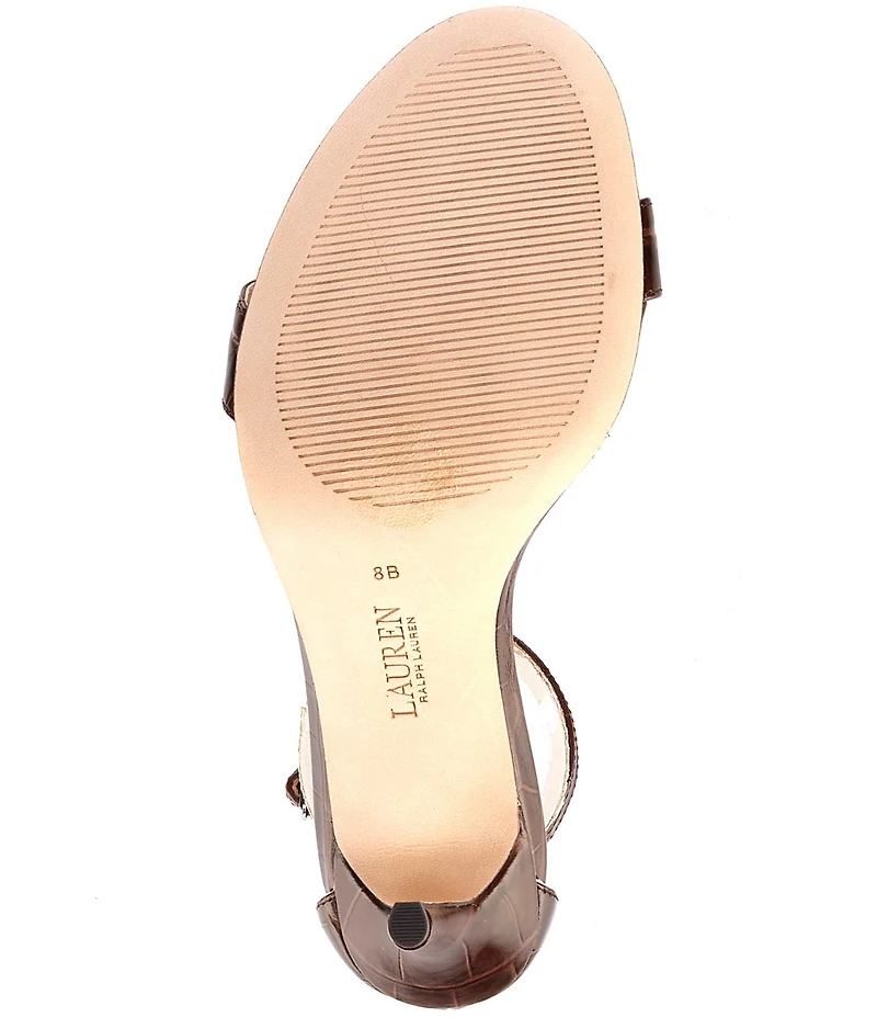 Lauren Ralph Lauren Allie Croco Embossed Ankle Strap Dress Sandals