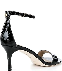 Lauren Ralph Lauren Allie Croco Embossed Leather Mid Heel Dress Sandals