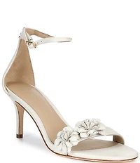 Lauren Ralph Lauren Allie Mid Leather Flowers Ankle Strap Sandals