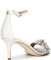 Lauren Ralph Lauren Allie Mid Leather Flowers Ankle Strap Sandals