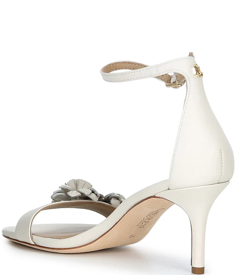 Lauren Ralph Lauren Allie Mid Leather Flowers Ankle Strap Sandals
