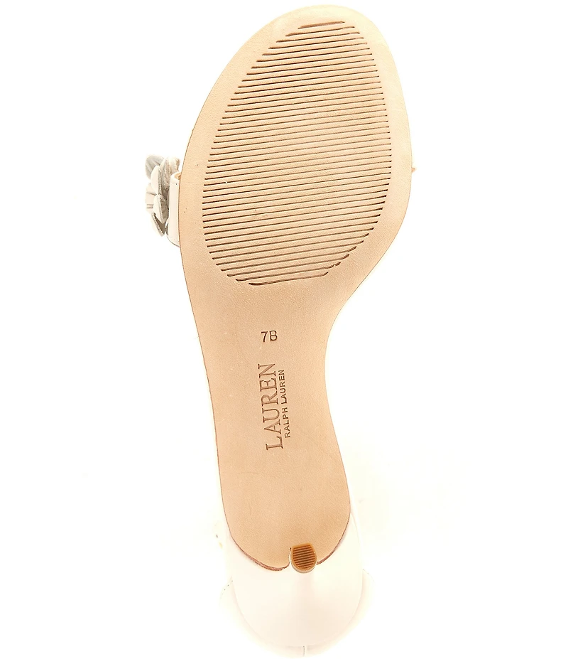 Lauren Ralph Lauren Allie Mid Leather Flowers Ankle Strap Sandals