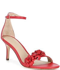 Lauren Ralph Lauren Allie Mid Leather Flowers Ankle Strap Sandals