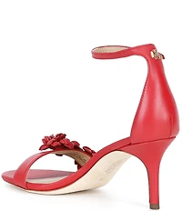 Lauren Ralph Lauren Allie Mid Leather Flowers Ankle Strap Sandals