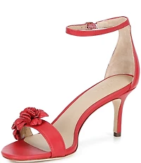 Lauren Ralph Lauren Allie Mid Leather Flowers Ankle Strap Sandals
