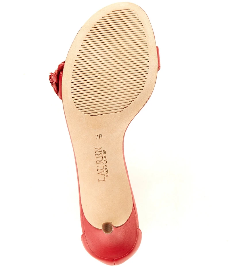 Lauren Ralph Lauren Allie Mid Leather Flowers Ankle Strap Sandals